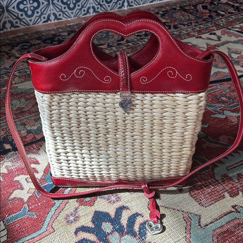 Brighton Red Leather Woven Bag